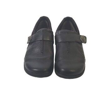 Abeo Black Leather Round Toe Slip On Oxford Shoes Women's Size 6.5